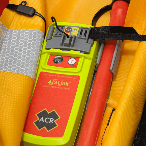 ACR AISLink Personal AIS Beacon installed in life jacket