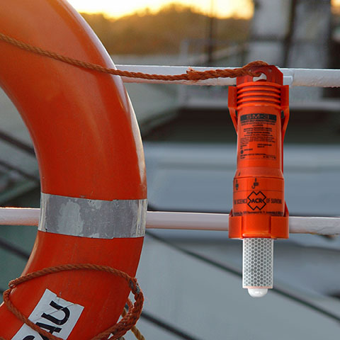 ACR SM-3 SOLAS Lifebuoy Marker Light Mounted with a Ring Buoy