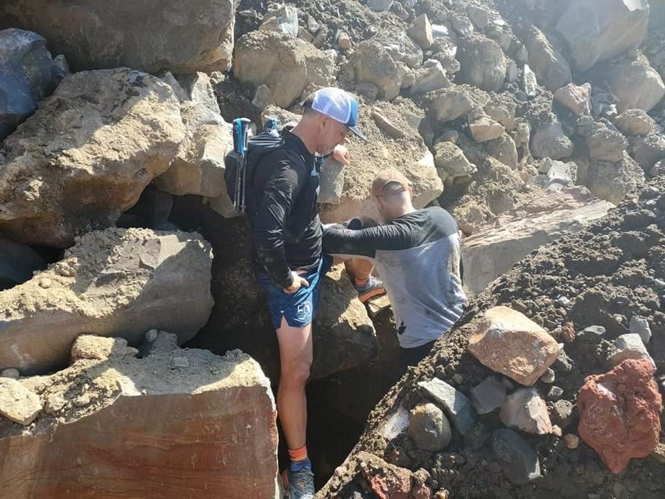 PLB Used for Trail-Runner Pinned Under Boulder