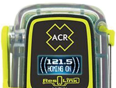 Écran du ResQLink View RLS montrant le signal de ralliement 121,5 MHz activé