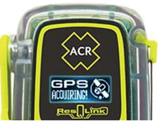 Écran du ResQLink View RLS montrant l'acquisition GPS pendant l'activation d'urgence